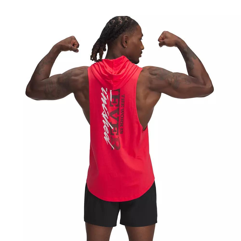 Men's Under Armour Project Rock Sleeveless Hoodie, Size: Large, Lava Red Product Image