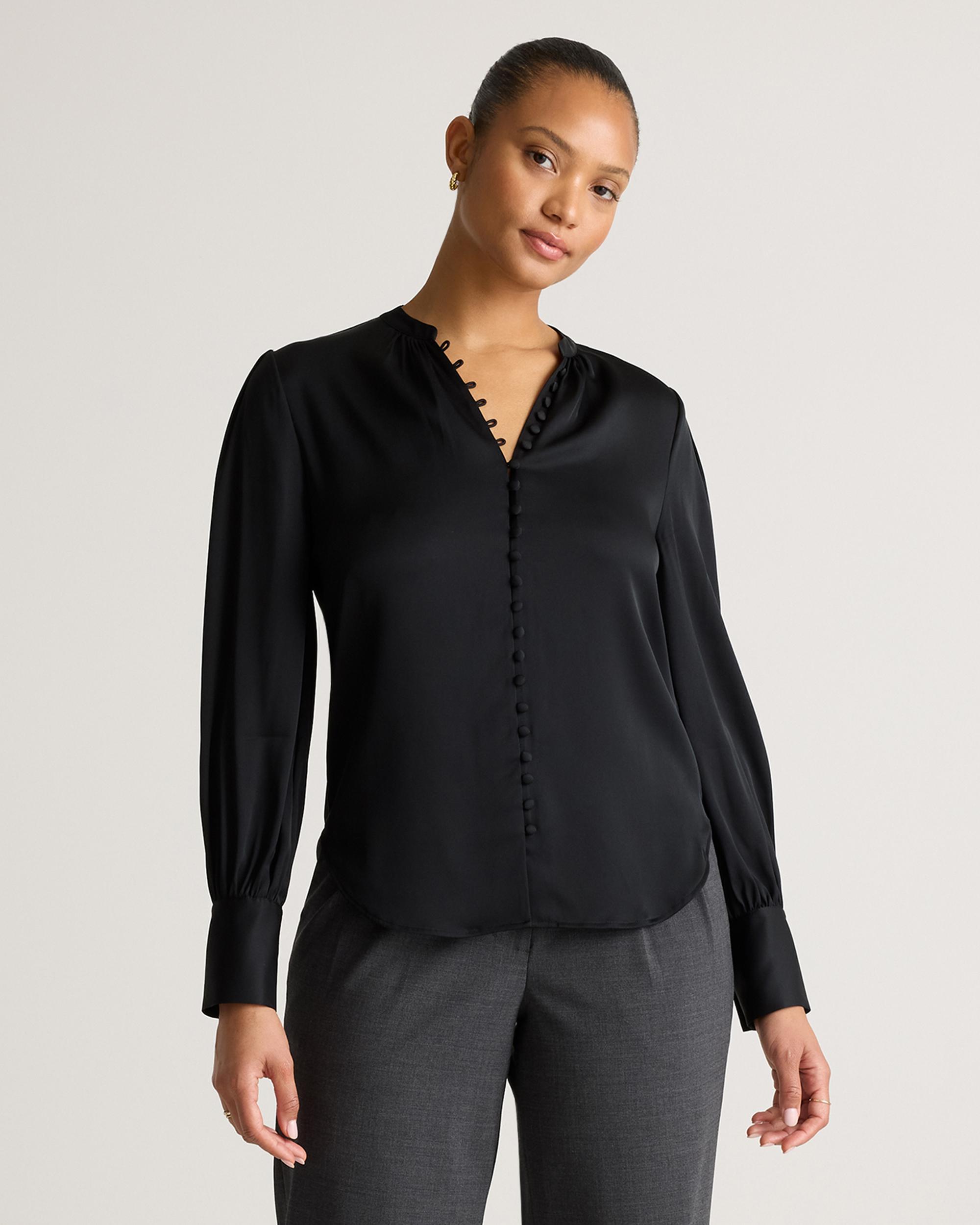Washable Stretch Silk Peasant Blouse Product Image
