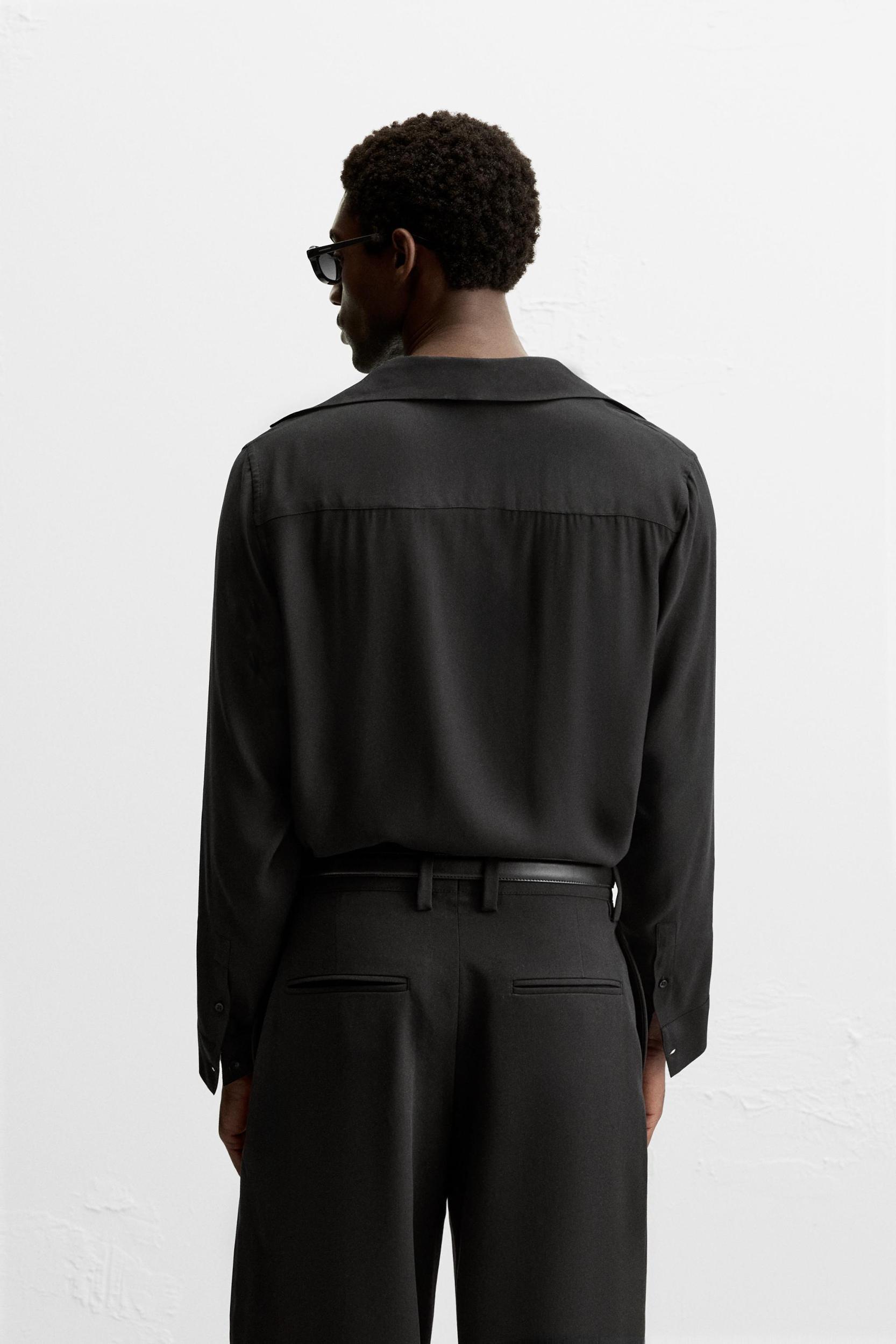 SATIN EFFECT TIE COLLAR SHIRT Product Image