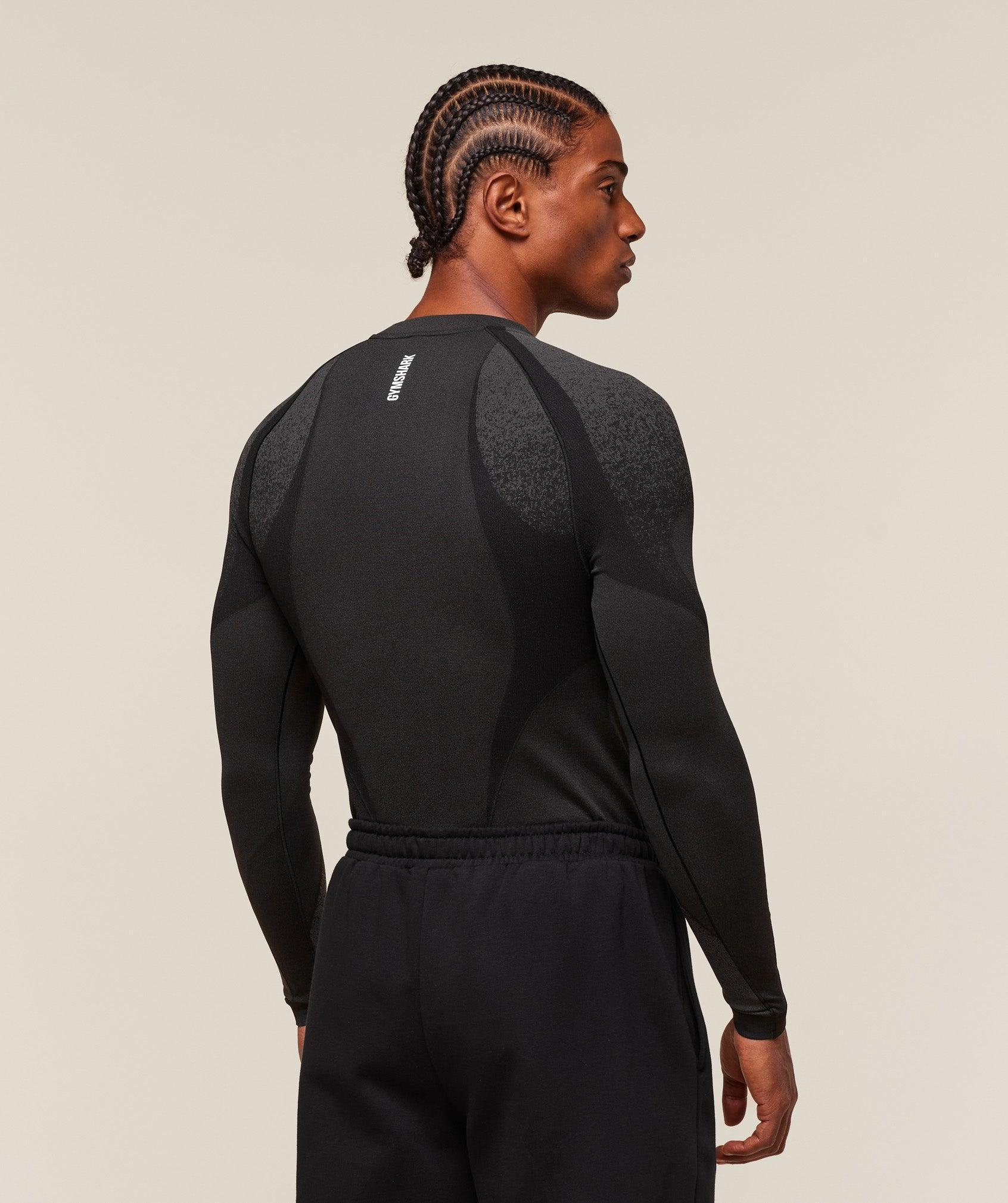 Gymshark Shadow Seamless Long Sleeve T-Shirt - Black Male Product Image