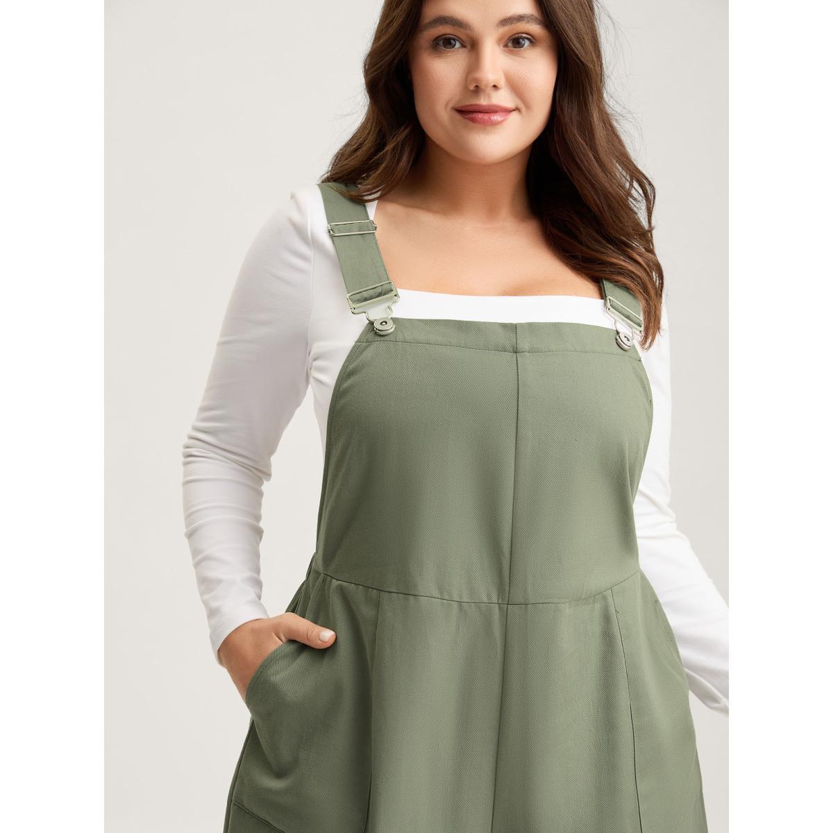 Plus Size Denimsage Pure Cotton Cuffed Hem Stretchy Waist Jumpsuit Women Sleeveless Non Everyday-Casual Loose Jumpsuits BloomChic 30/6X Product Image