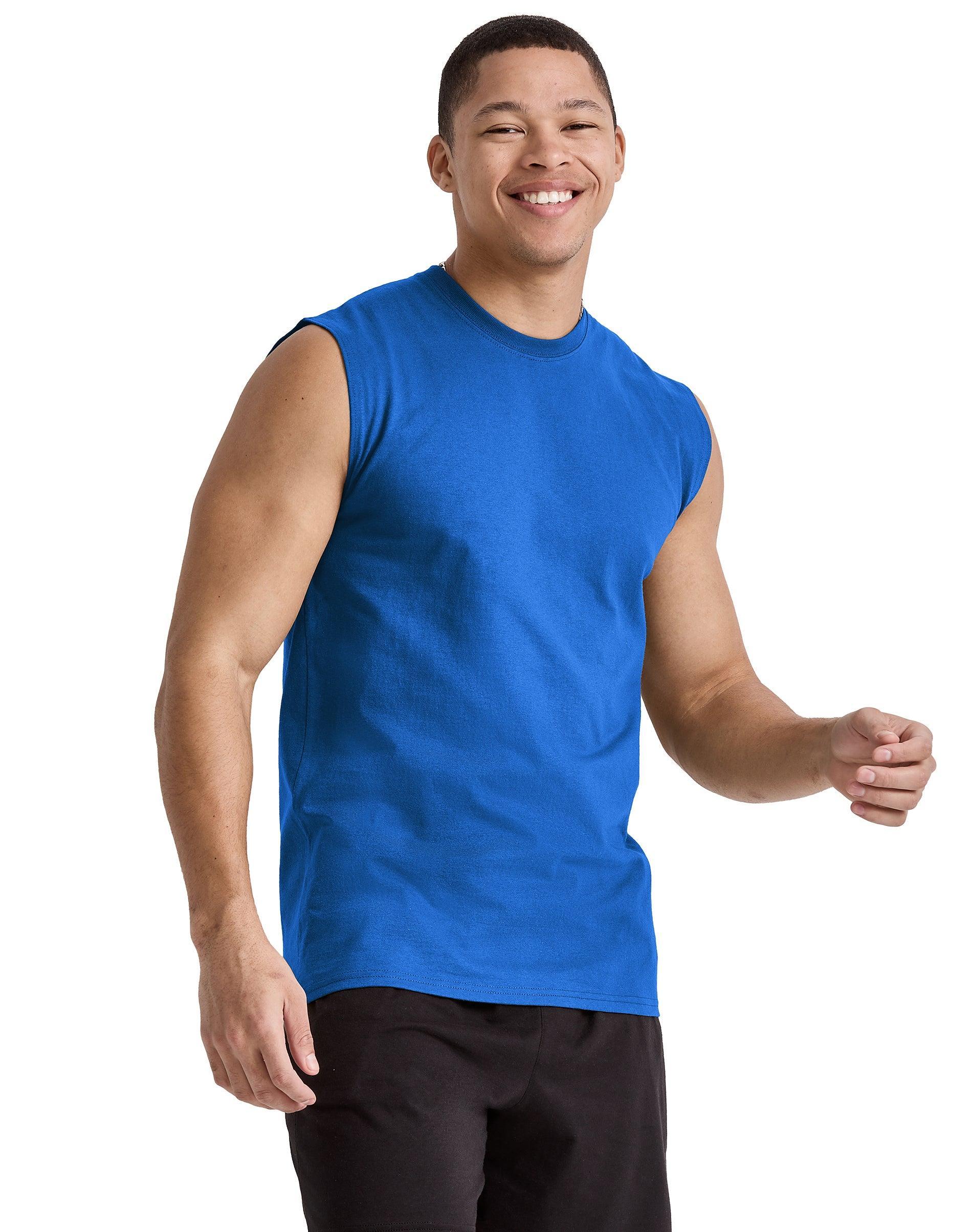 Hanes Mens Cotton Muscle Tank, 3-Pack Athletic Navy 3XL Product Image