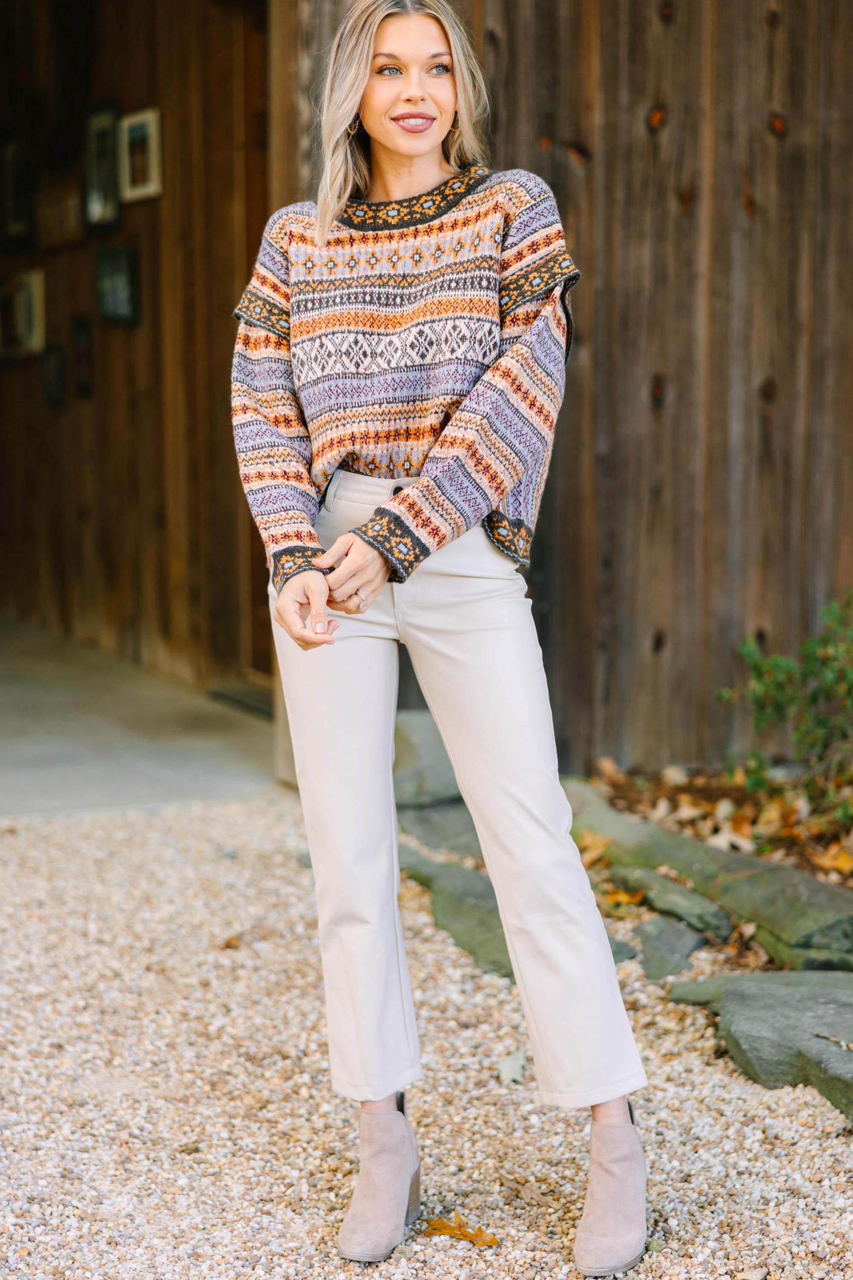 It's Your Love Brown Printed Sweater Female Product Image