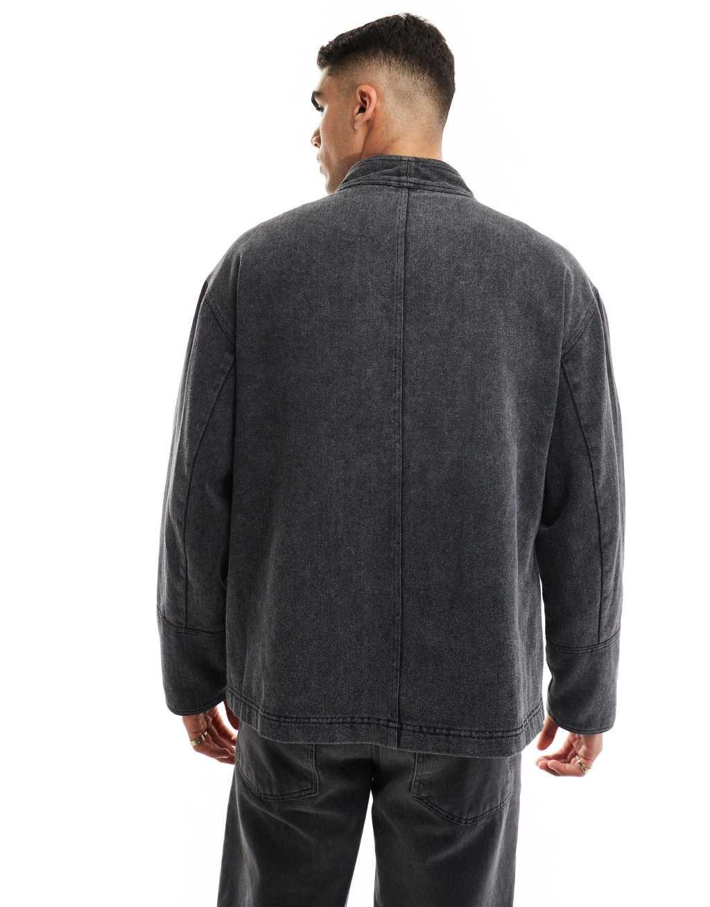 ASOS DESIGN oversized jacket in washed black Product Image