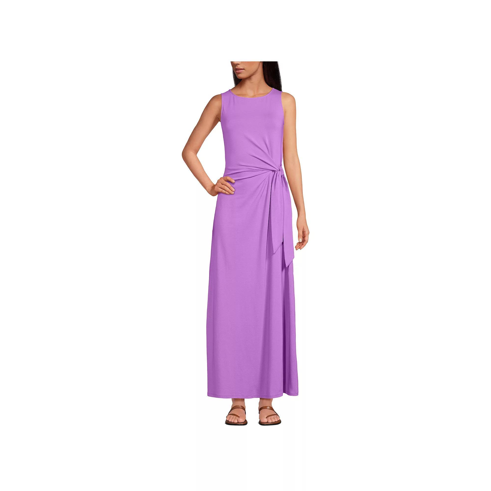 Women's Lands' End Cotton Modal Sleeveless Tie Waist Maxi Dress, Size: XS, Black Product Image