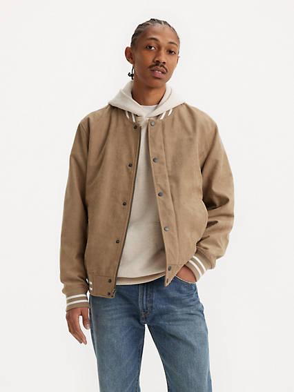 Faux Suede Varsity Jacket Product Image