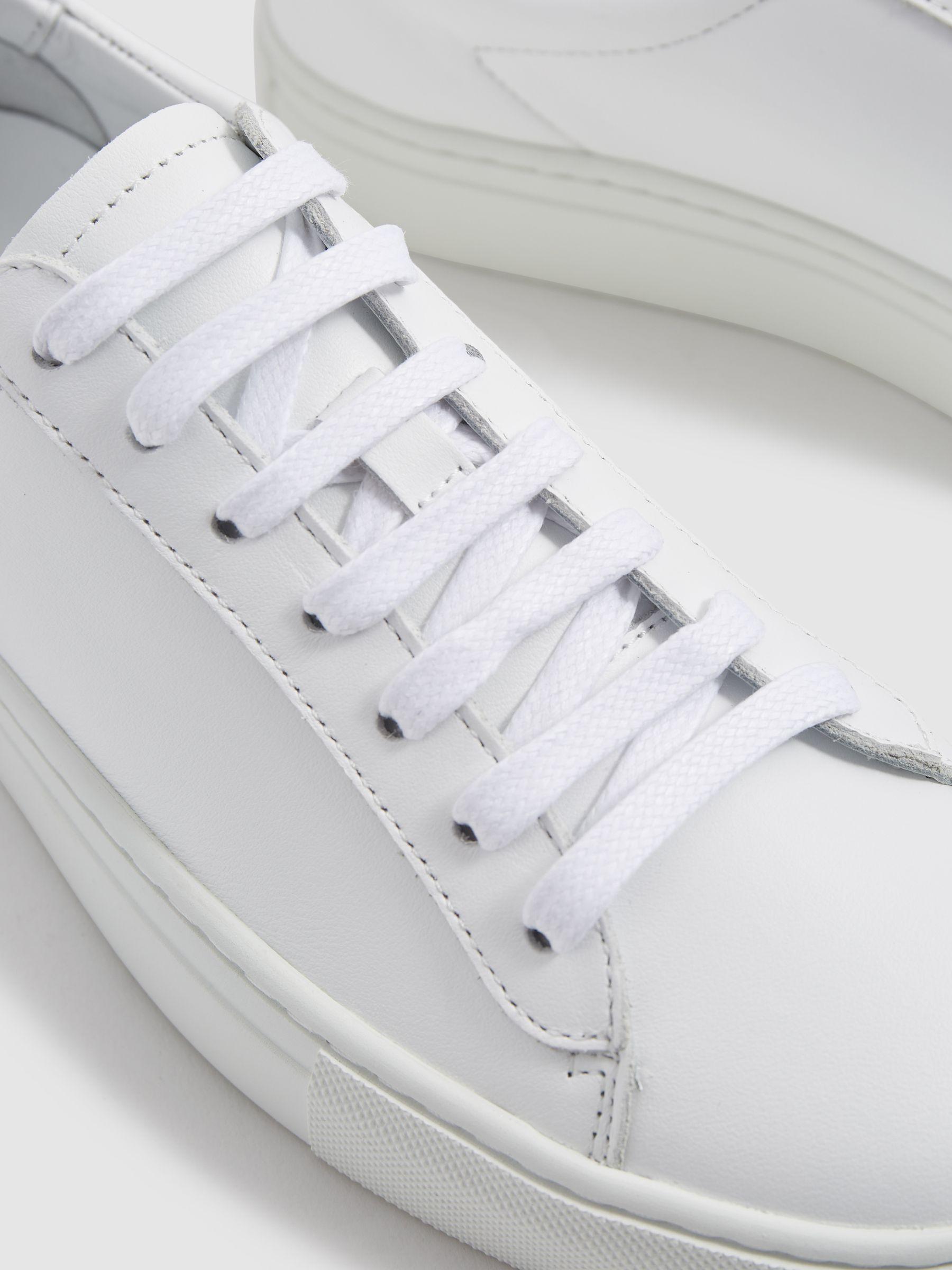 Lace Up Leather Trainers in White Product Image