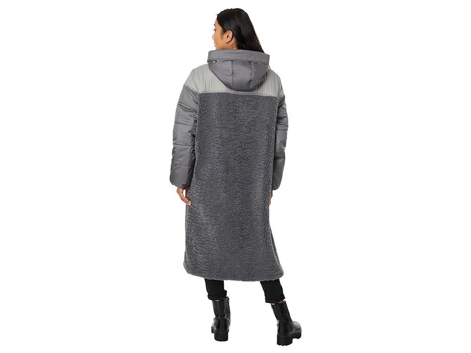 Avec Les Filles Coat Mixed Media Hooded (Charcoal) Women's Clothing Product Image