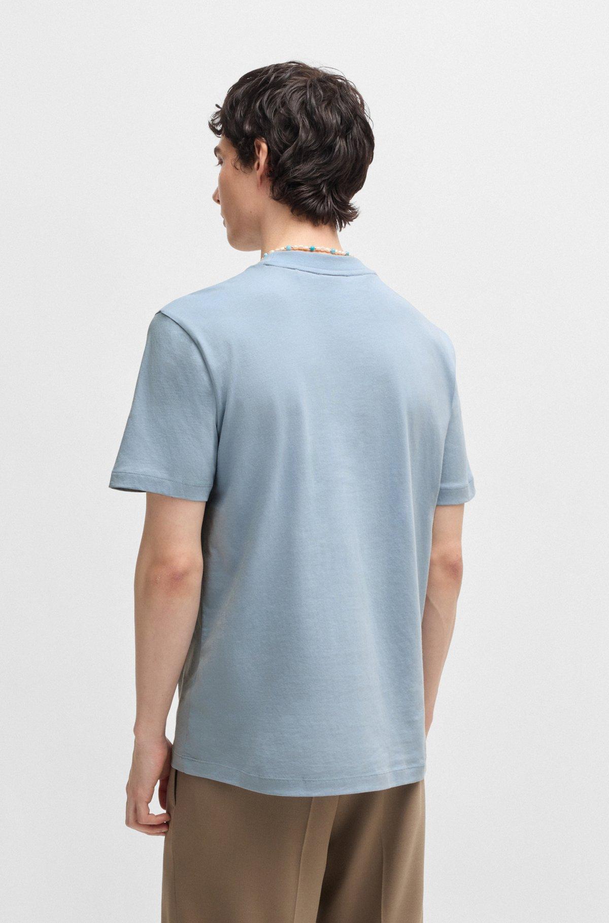Cotton-jersey T-shirt with geometric logo embroidery Product Image
