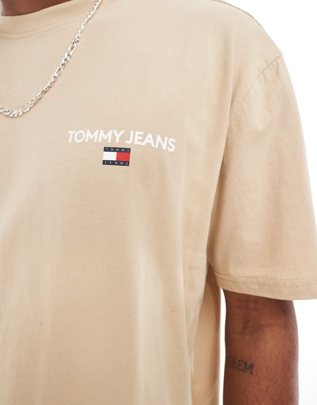 Tommy Jeans classic linear back print t-shirt in beige Product Image