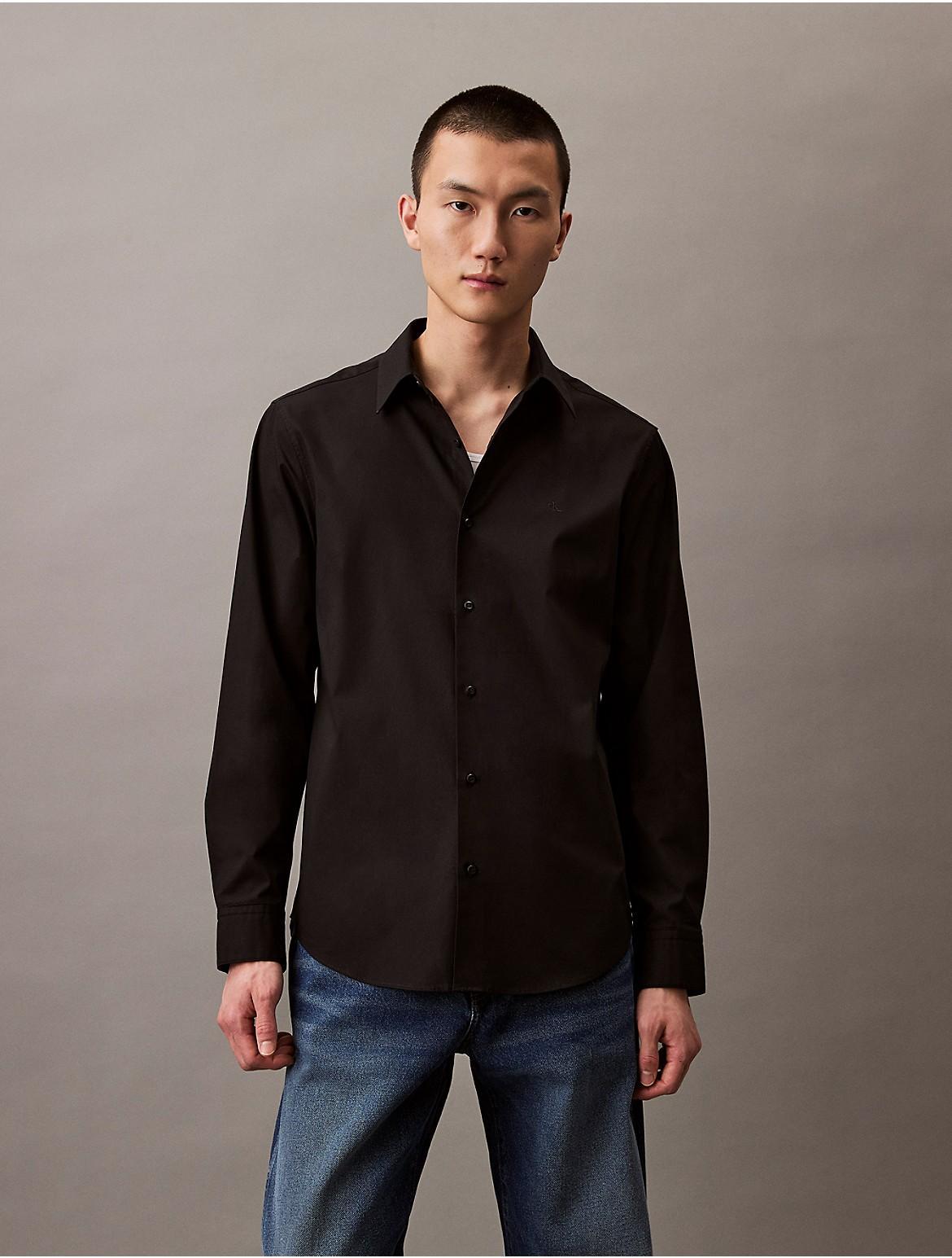 Calvin Klein Men's Classic Stretch Button-Down Shirt - Black - XL Product Image