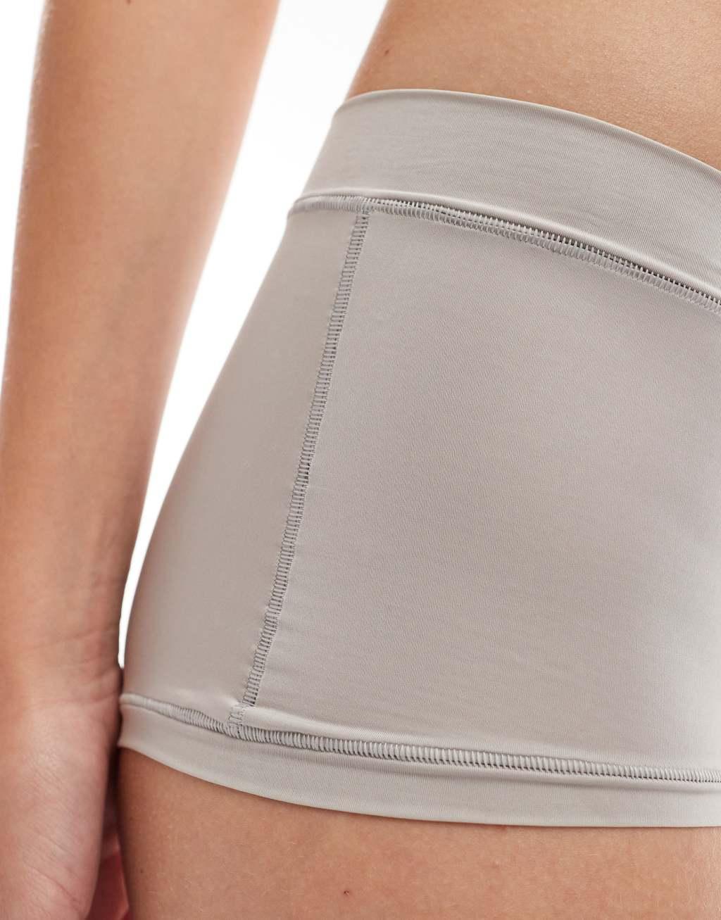 ASOS DESIGN Bella 2 pack super soft high waist shortie in gray Product Image