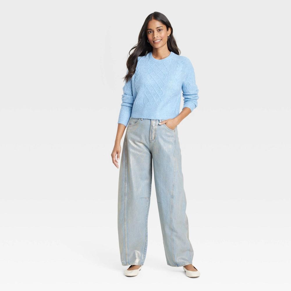 Women's Crewneck Cashmere-Like Cable Pullover Sweater - Universal Thread™ Product Image