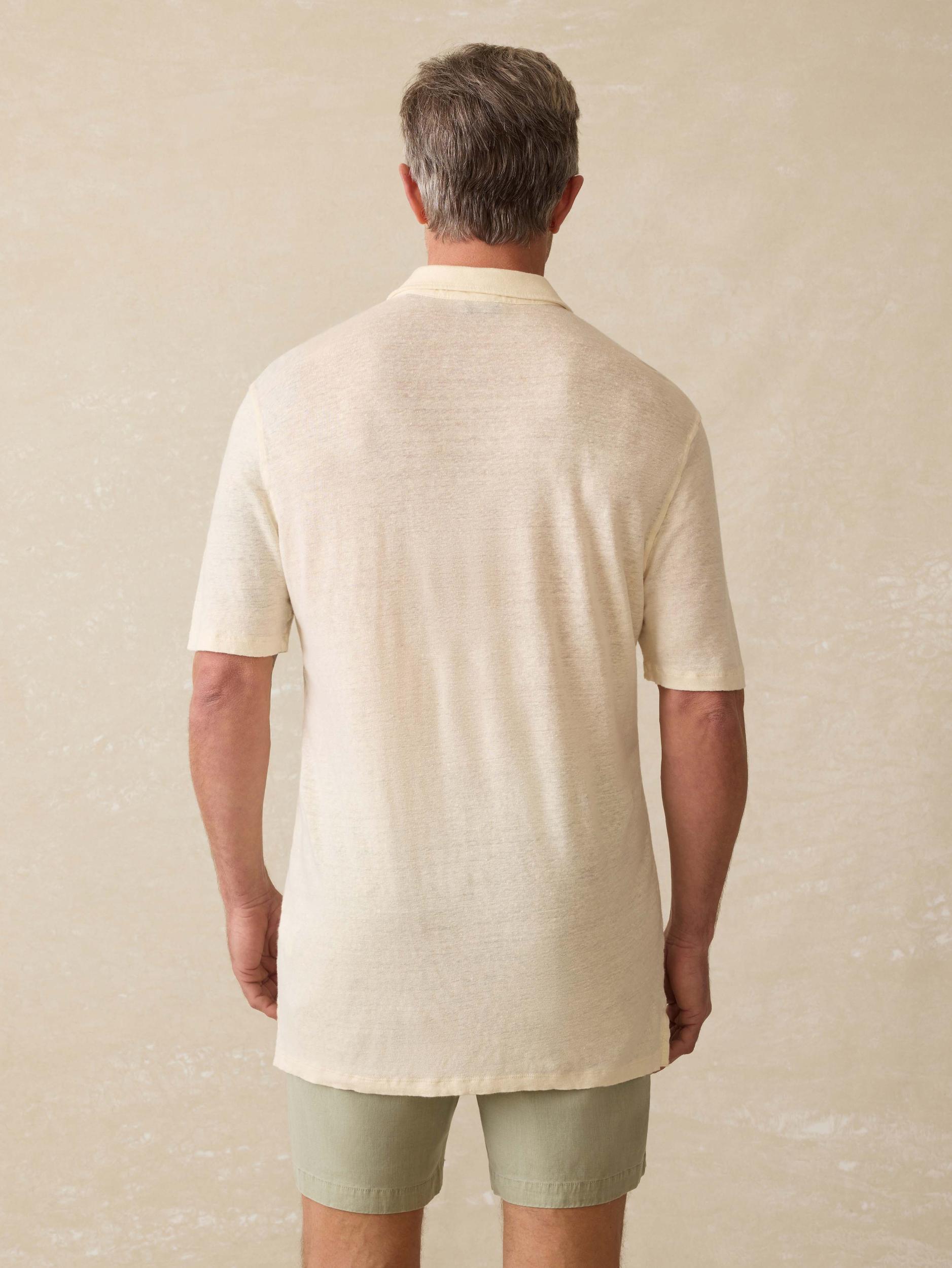 Short-Sleeve Linen Polo - Whitecap Male Product Image