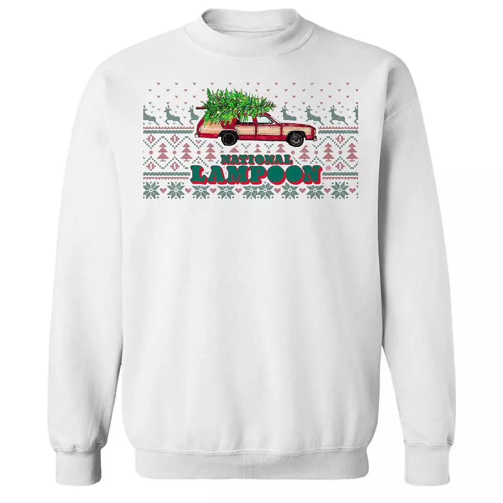 Men's Ugly Sweater Holiday National Lampoon's Christmas Vacation Graphic Fleece Crew Sweatshirt, Size: Large, White Product Image