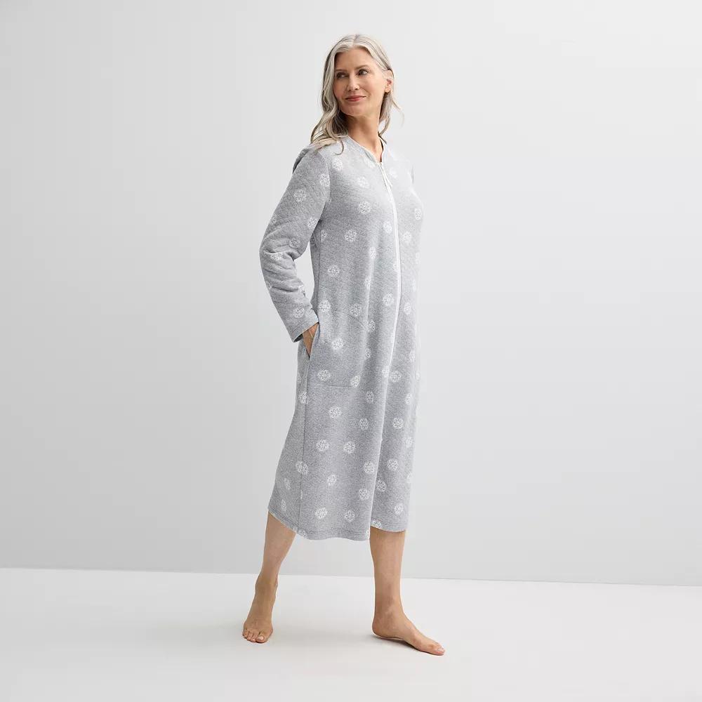 Women's Croft & Barrow® Quilted Zip Long Robe, Size: Large, Coziest Geo Product Image