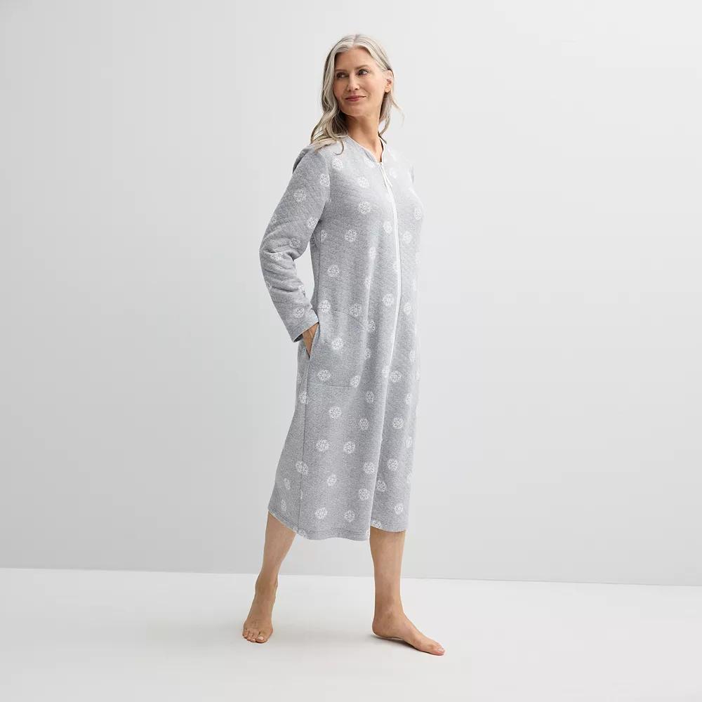 Petite Croft & Barrow® Quilted Zip Long Robe, Women's, Size: Medium Petite, Coziest Geo Product Image