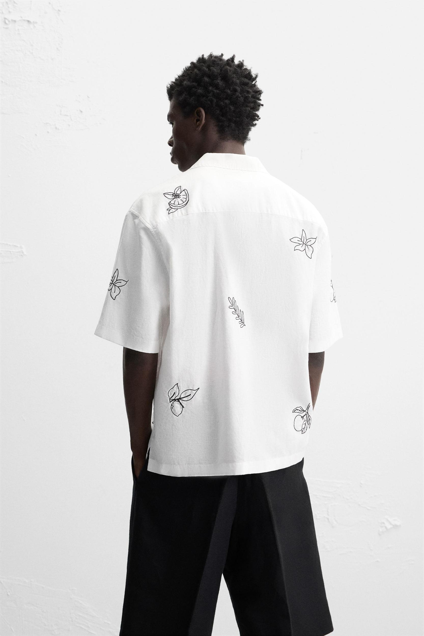 EMBROIDERED COTTON LINEN SHIRT Product Image