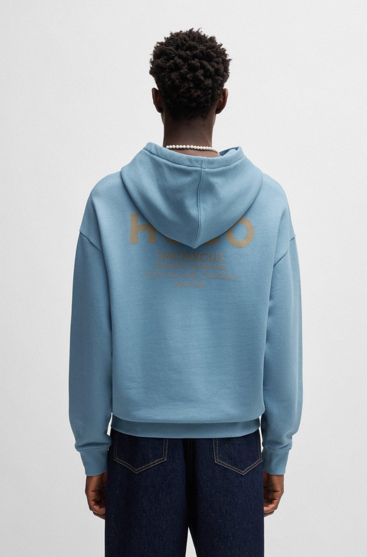 Cotton-terry loose-fit hoodie with logo details Product Image