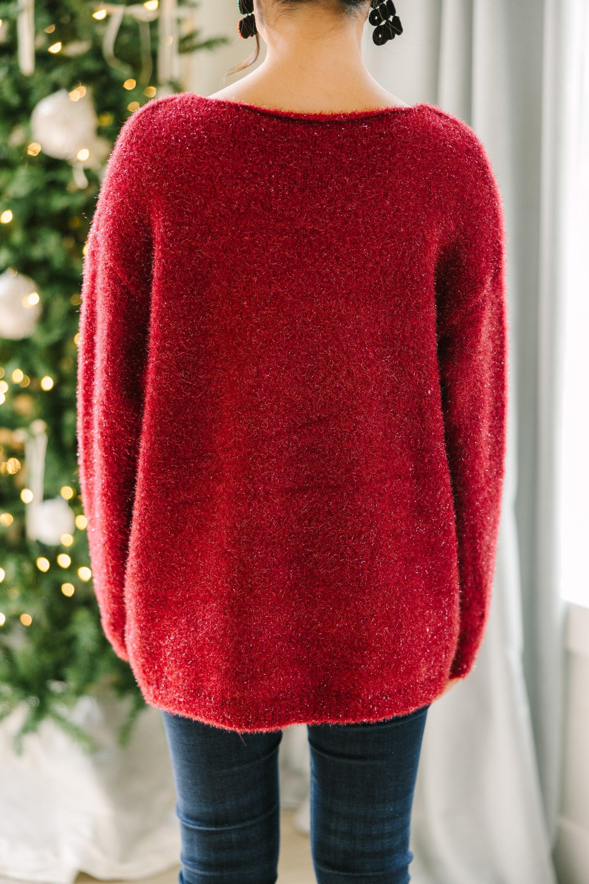 Beat You To It BUrgundy Red Drop Shoulder Sweater Female Product Image