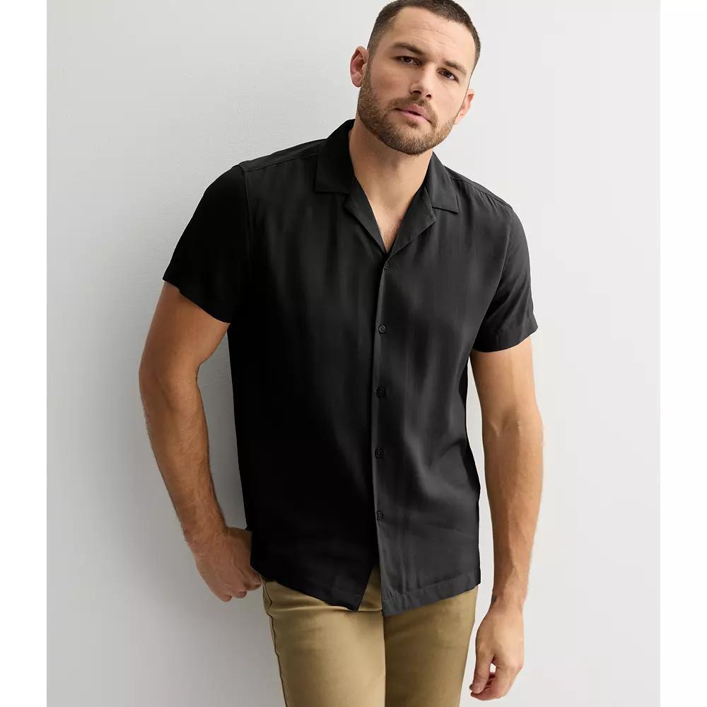 Men's Apt. 9 Short Sleeve Rayon Camp Collar Shirt, Size: Large, Light Blue Product Image