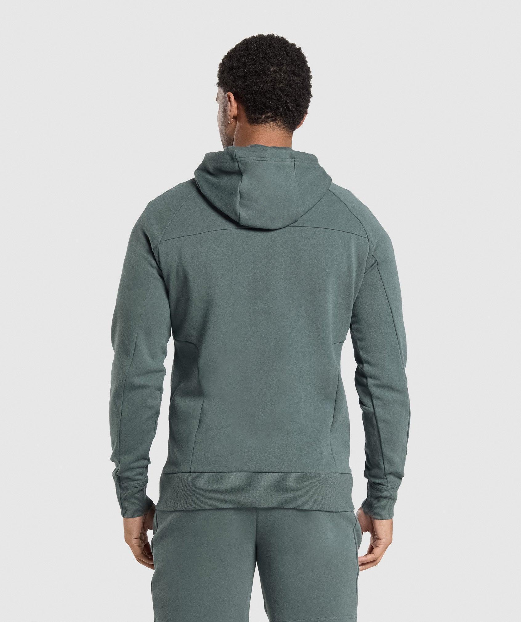 Gymshark Interlock Tech Zip Up Hoodie - Slate Teal Male Product Image
