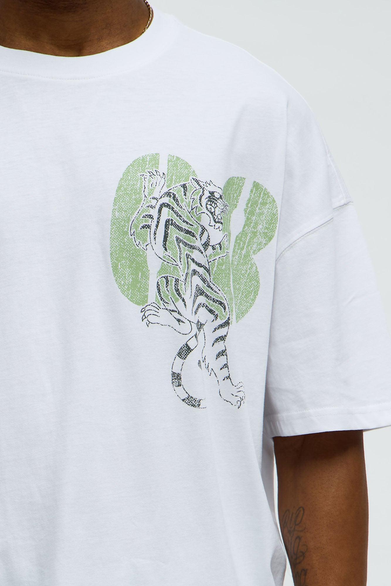 Tiger Power From Within Oversized Short Sleeve Tee - White Product Image