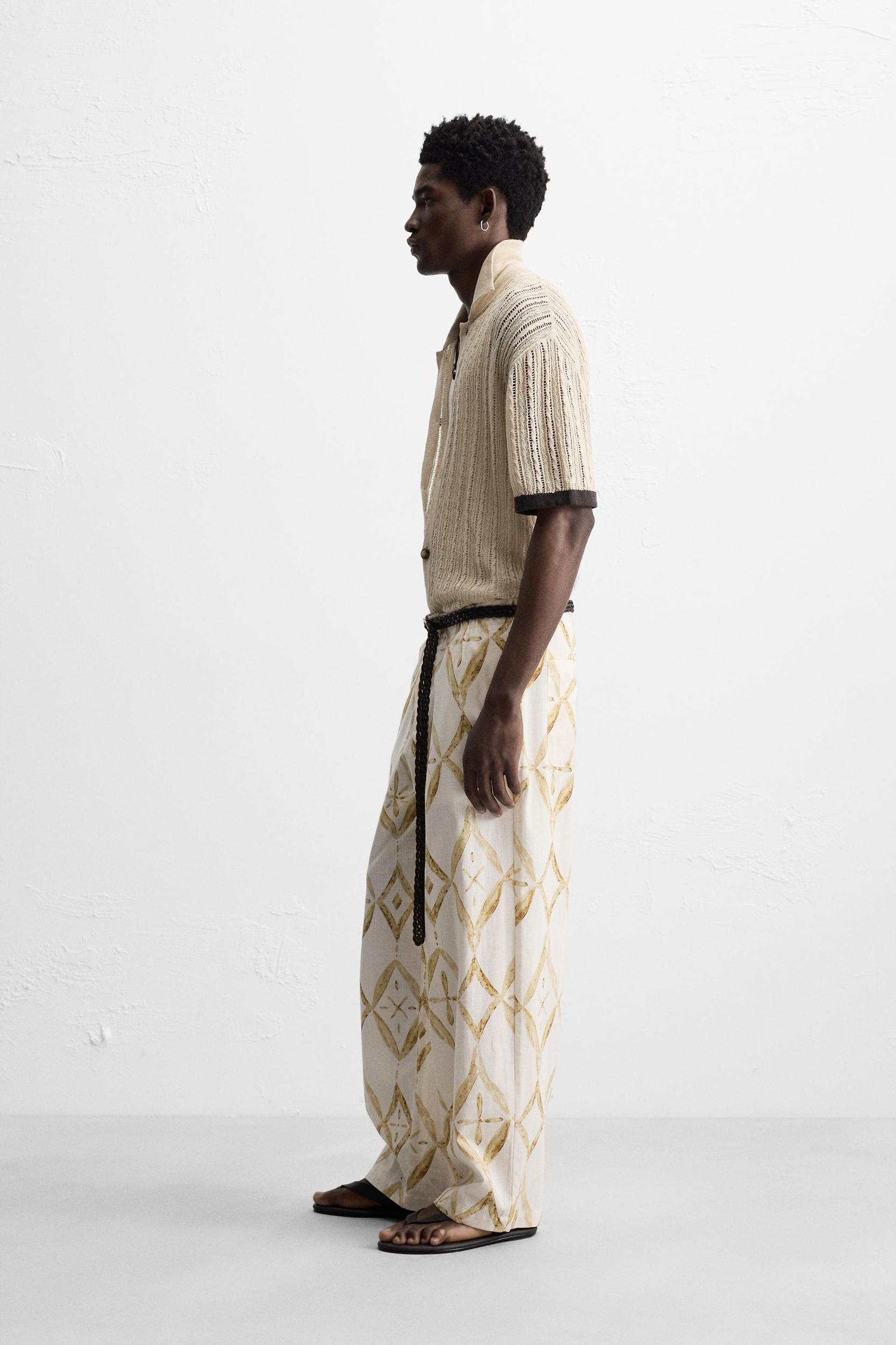 GEOMETRIC PRINT RELAXED FIT PANTS Product Image