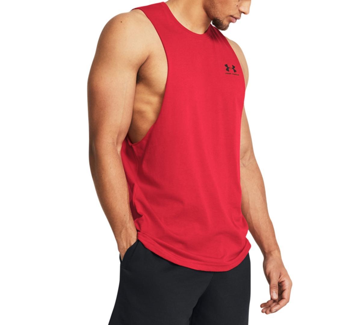 Men's Under Armour Left Chest Cut-Off Tank, Size: Medium, White Product Image