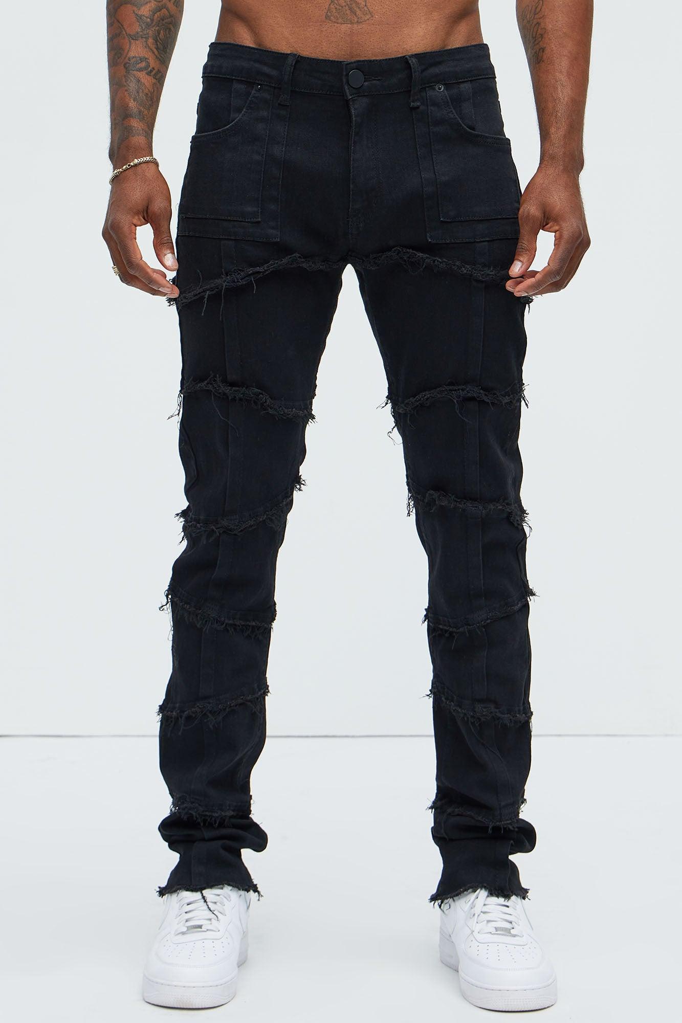 Get Me More Fray Panel Straight Jeans - Black Product Image