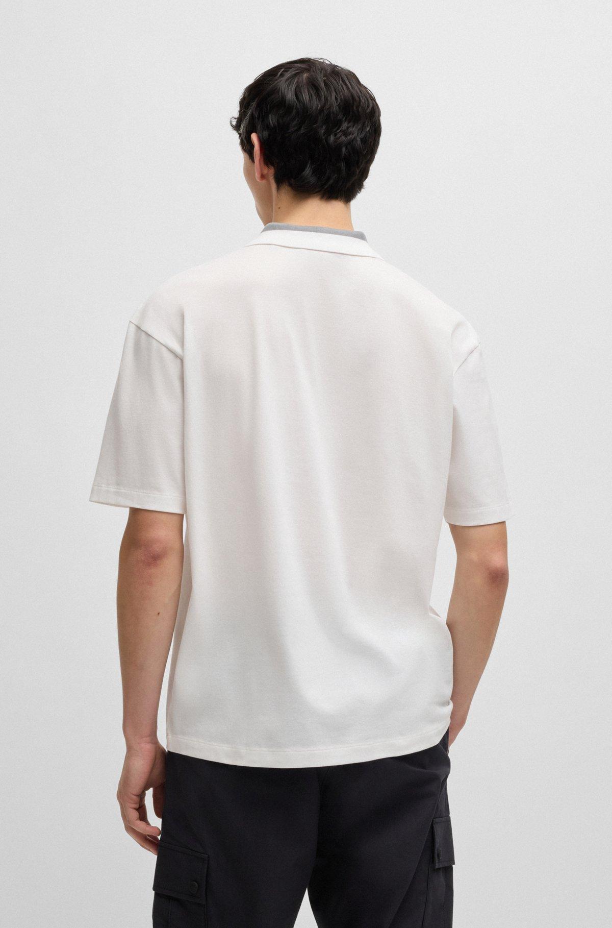 HUGO x RB stretch-cotton polo shirt with carbon stealth logo Product Image