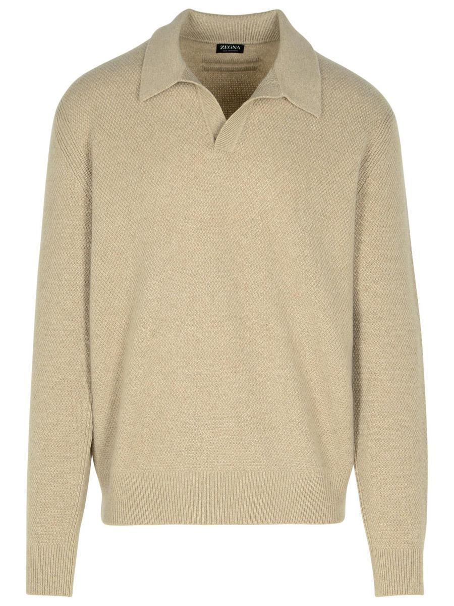 ZEGNA Beige Cashmere Sweater Product Image