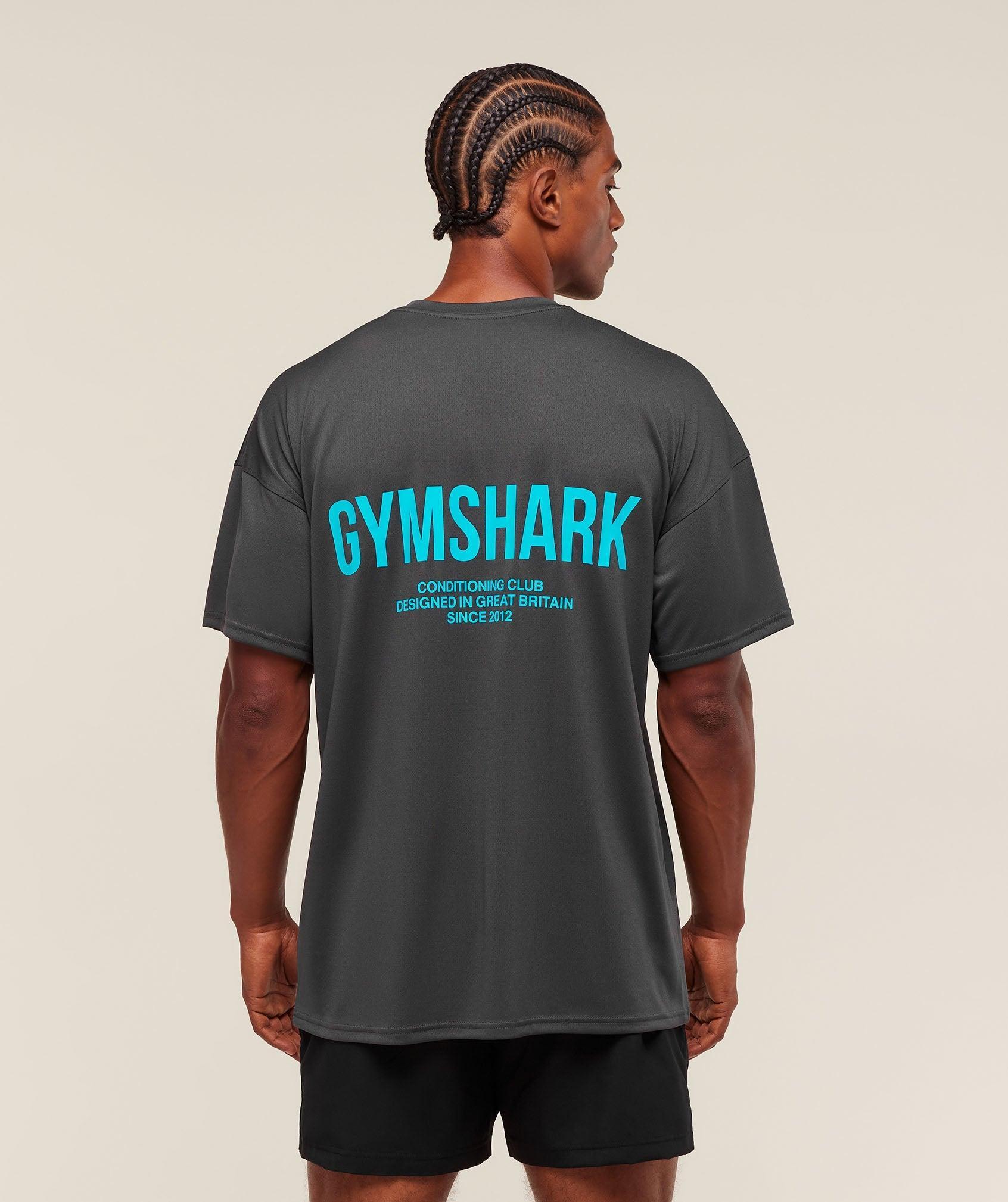 Gymshark Conditioning Club Oversized T-Shirt - Onyx Grey/Brand Blue Male Product Image
