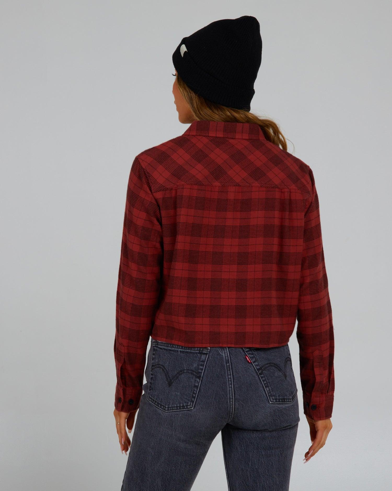 Stay Golden Crop Flannel - Baked Apple Female Product Image