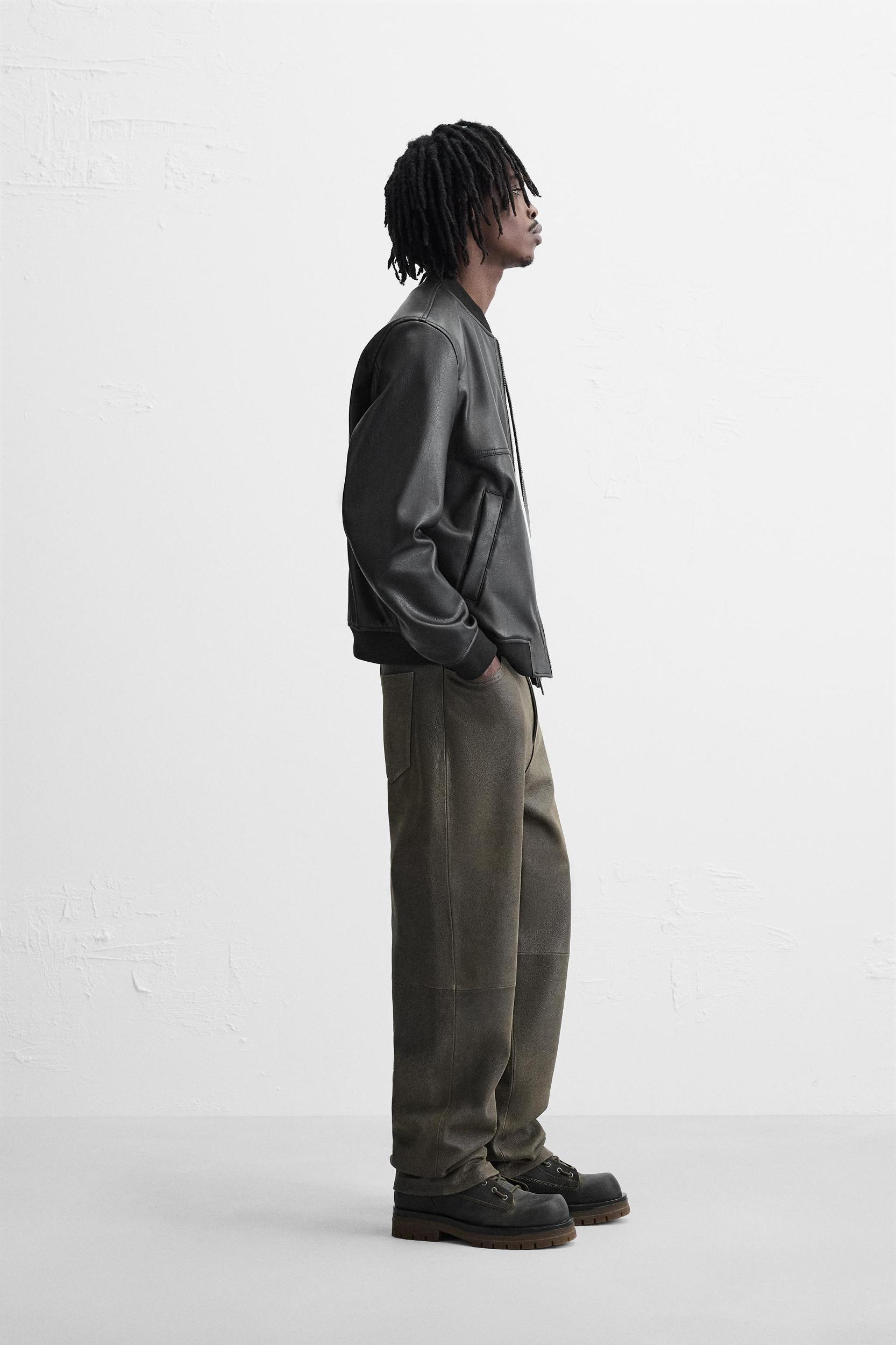 FAUX LEATHER BOMBER JACKET Product Image