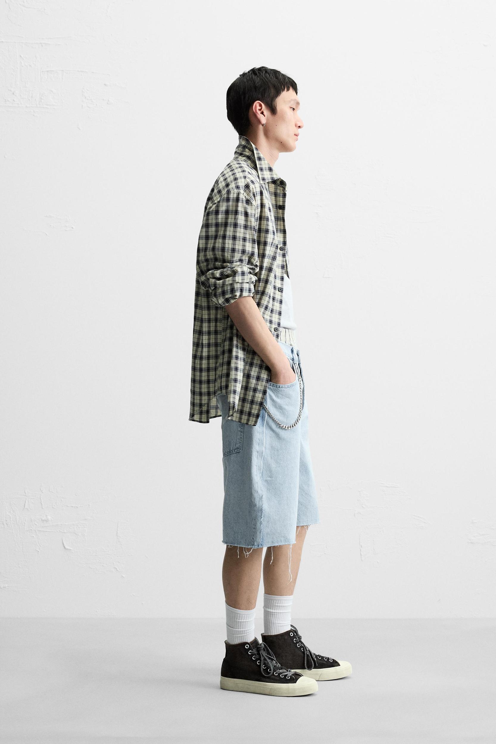 EMBROIDERED BAGGY FIT DENIM SHORTS Product Image