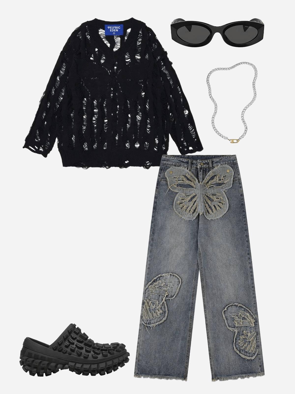 Aelfric Eden Cut-Out Distressed Sweater Product Image