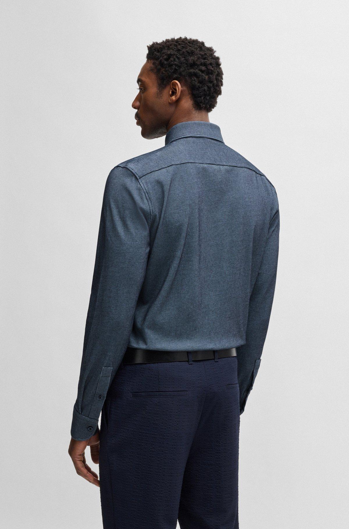 Casual-fit shirt in micro-check stretch cotton Product Image