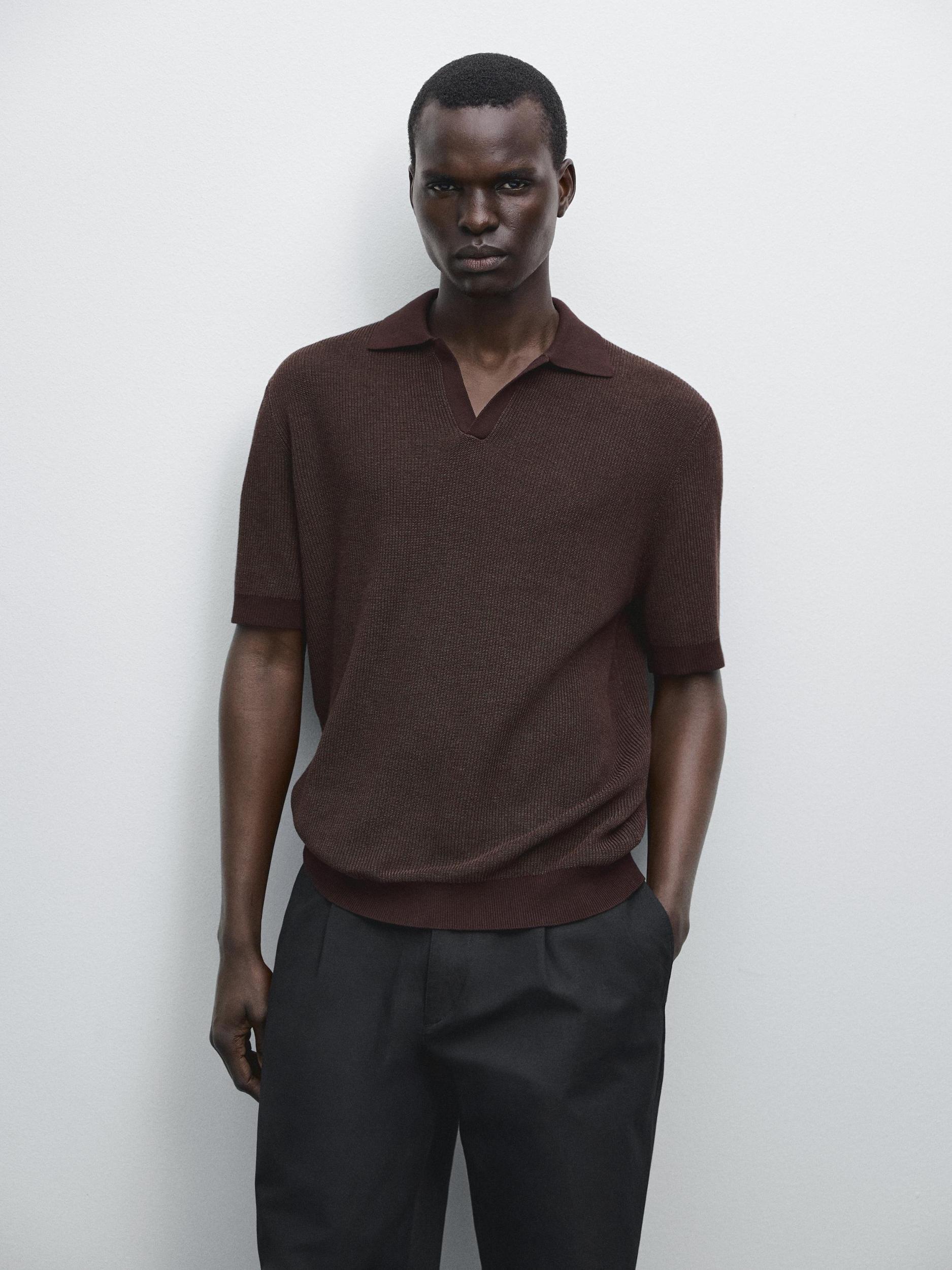 100% cotton knit polo shirt Product Image