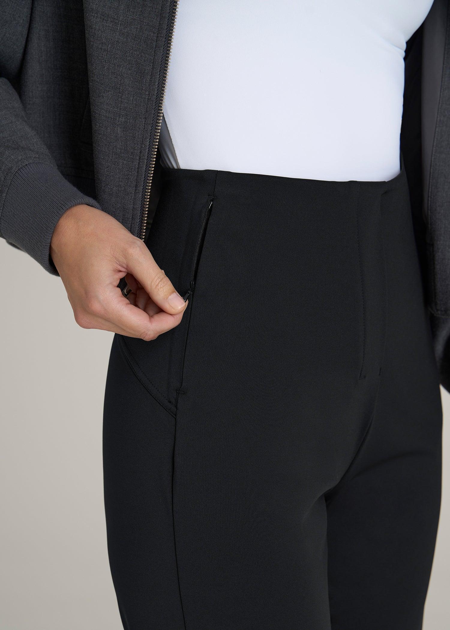 High Rise Pull On Mini Flare Pant for Tall Women in Black Product Image