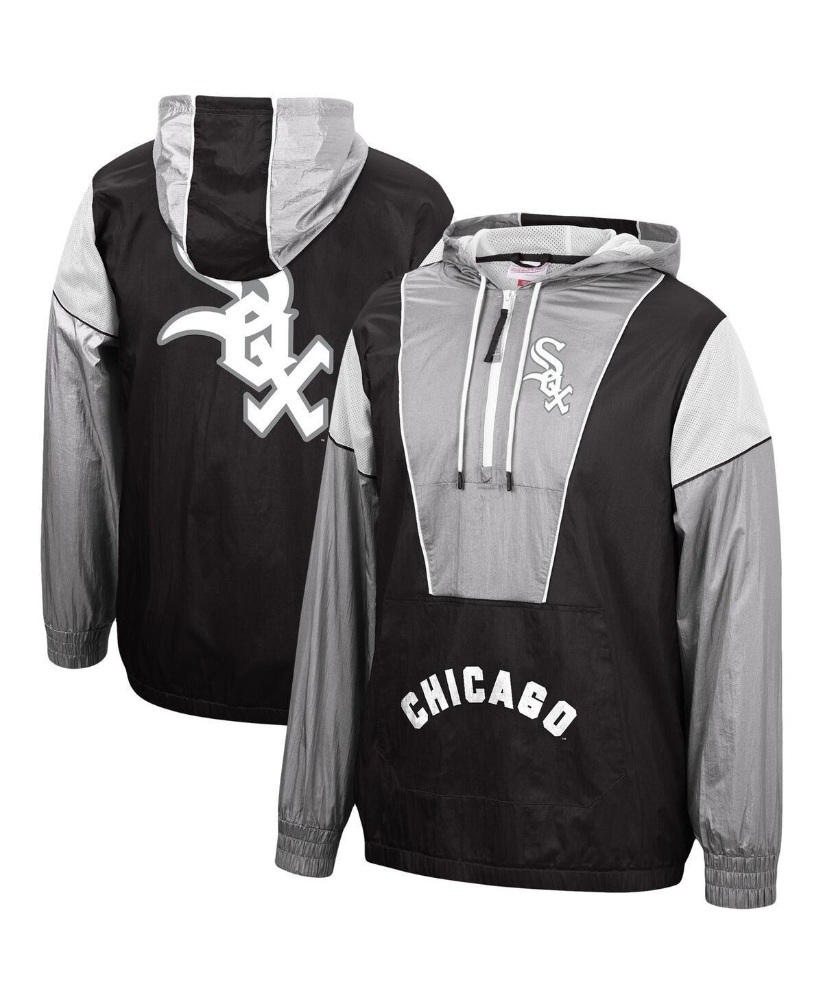Men's Mitchell & Ness Black Chicago White Sox Highlight Reel Windbreaker Half-Zip Hoodie Jacket, Size: Medium Product Image