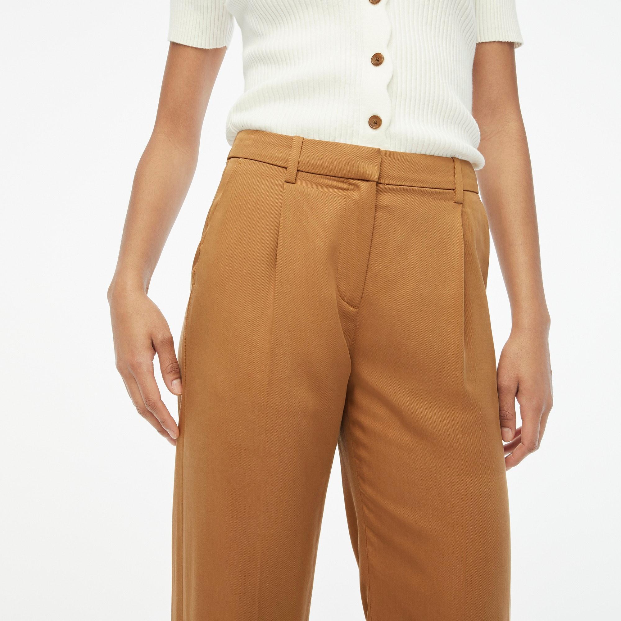 Wide-leg pleated twill trouser pant Product Image