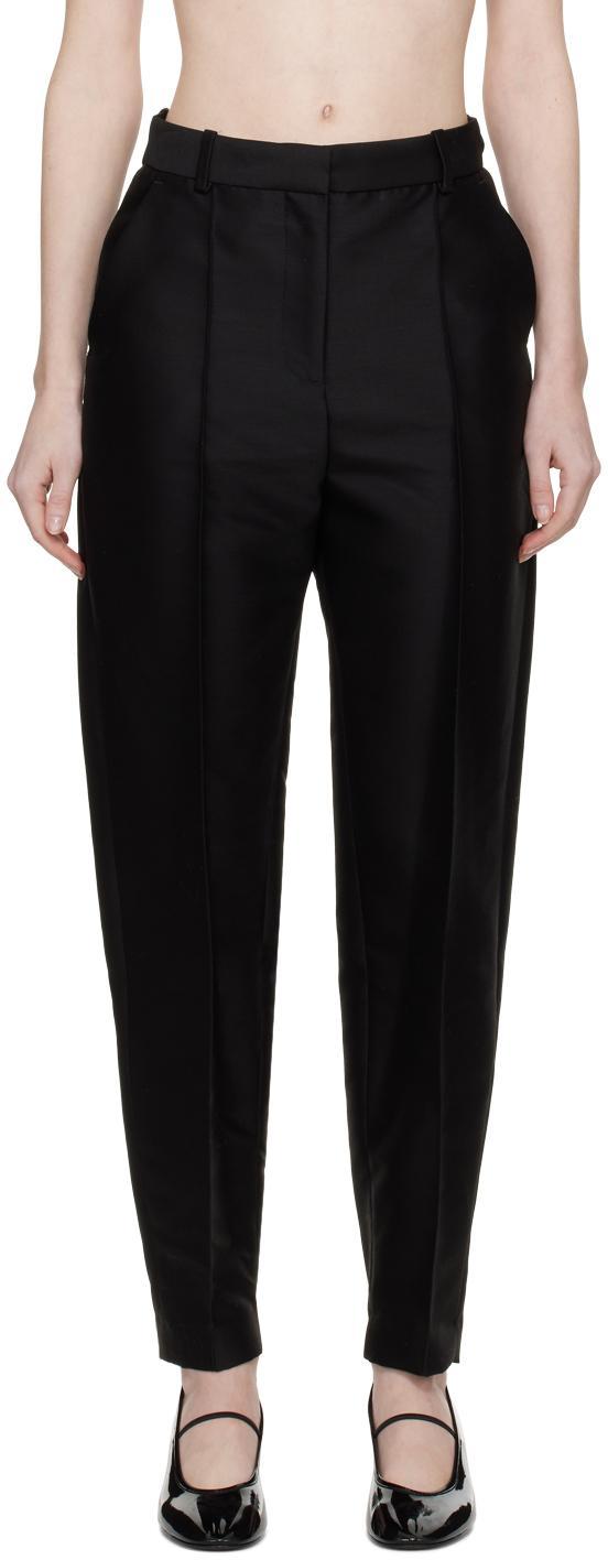 TOTÊME Sewn Pleat Wool Twill Pants In Black Product Image