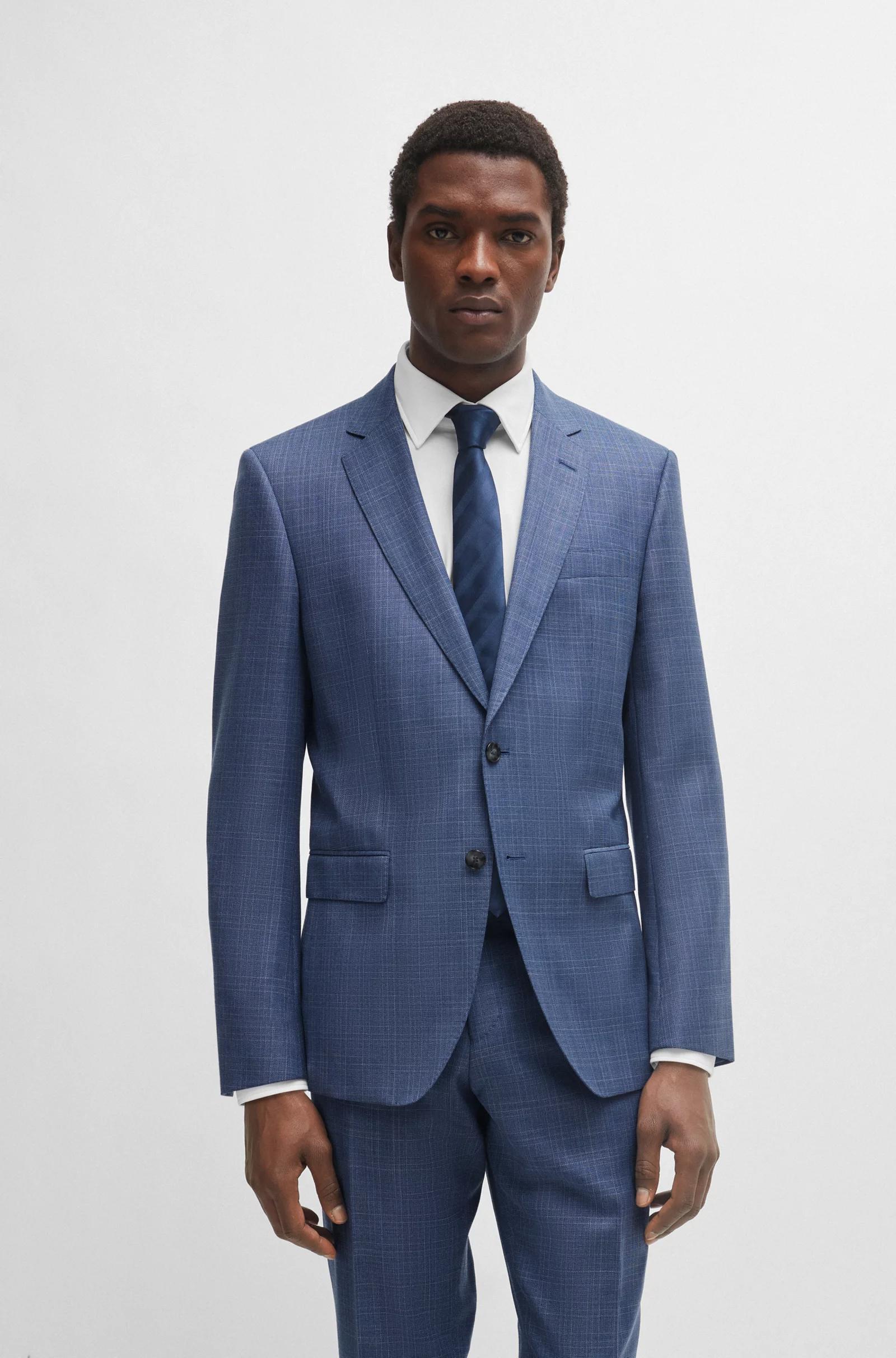BOSS SLIM-FIT 2pcs Suit In CHECKED VIRGIN-WOOL SERGE Product Image
