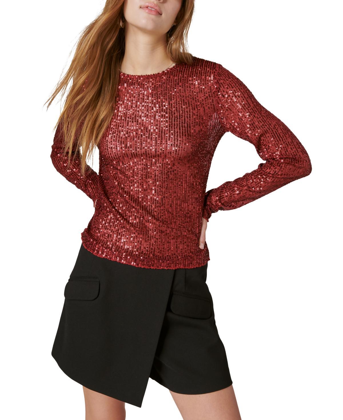 Lucky Brand Sequin Knit Top Women's Clothing Product Image