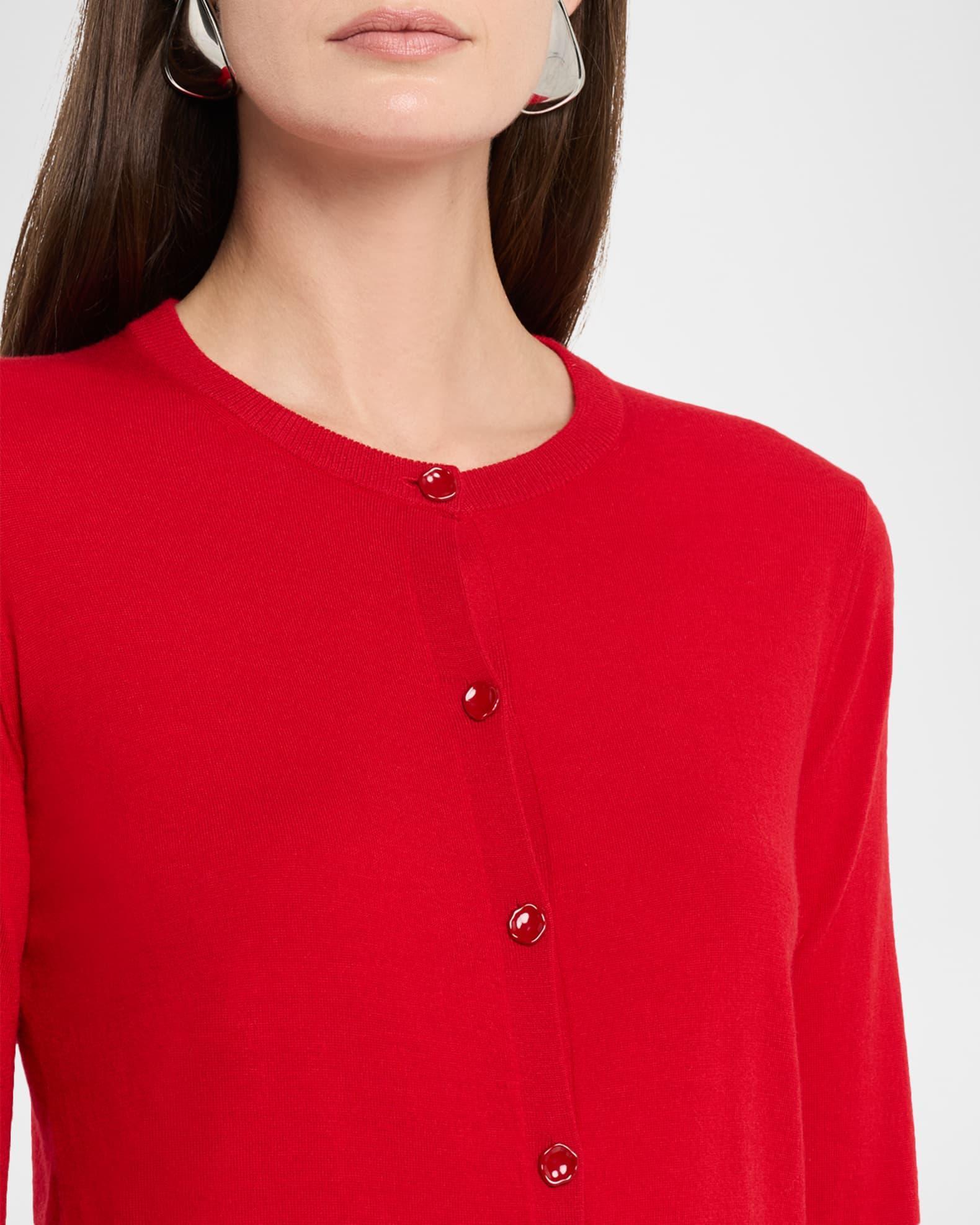 Long-Sleeve Merino Wool Crewneck Cardigan Product Image