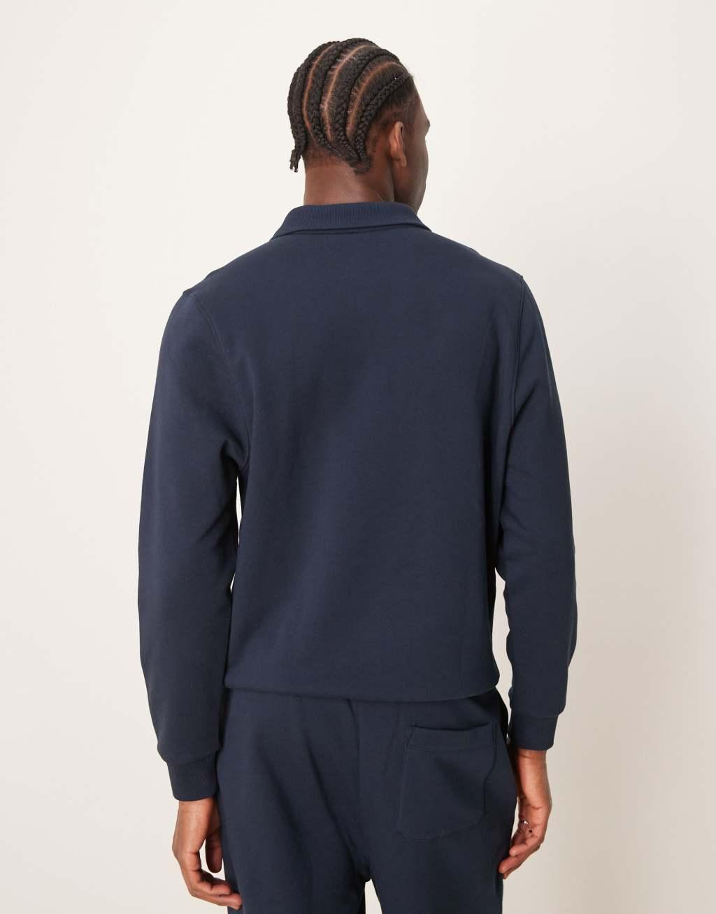 ASOS DESIGN quarter zip sweatshirt in navy - part of a set Product Image
