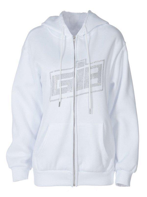 Rhinestone Letter Graphic Hoodie Product Image