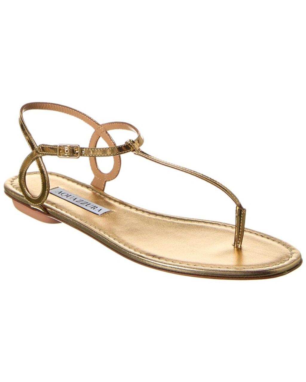 AQUAZZURA Almost Bare Sandal Flat In Gold Product Image