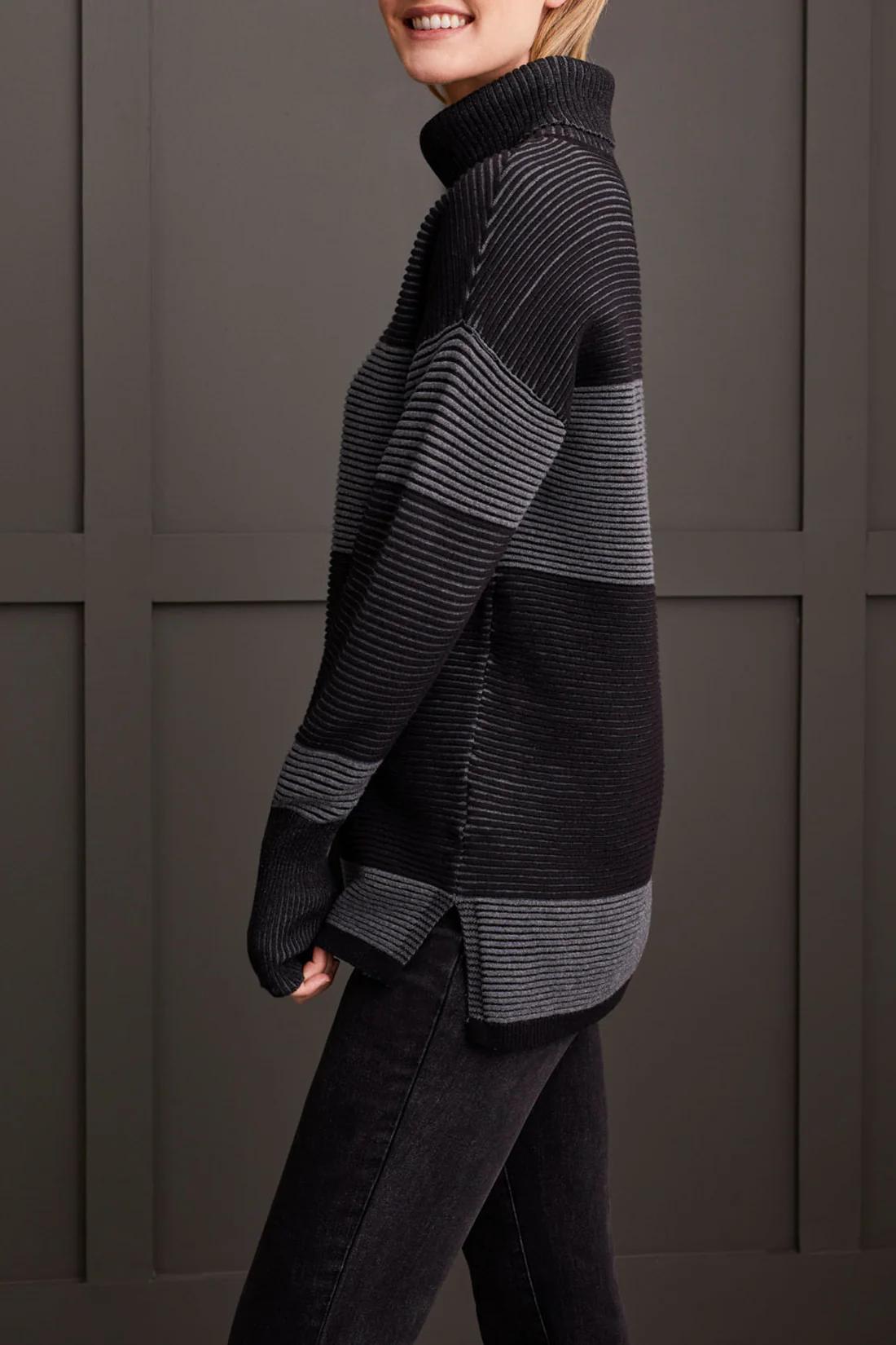 TWO-TONE OTTOMAN TURTLENECK TUNIC SWEATER 0 out of 5 star rating Product Image